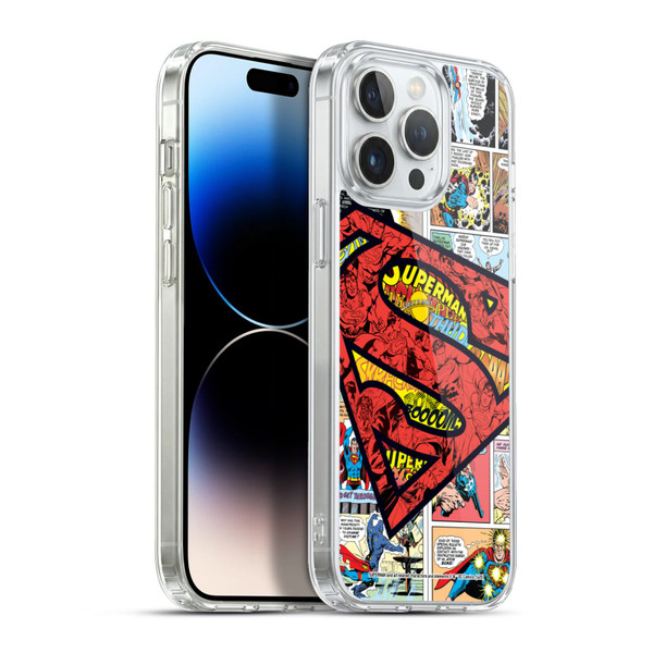 Superman DC Comics Comicbook Art Oversized Logo Soft Gel Case for Apple iPhone 13 Pro Max & MagSafe
