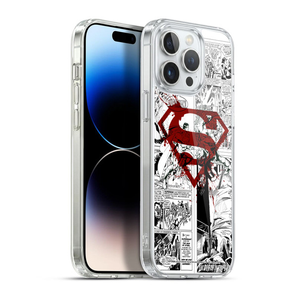Superman DC Comics Comicbook Art Red Logo Splatter Soft Gel Case for Apple iPhone 13 Pro Max & MagSafe