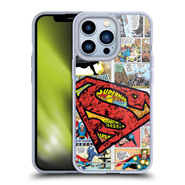 Superman DC Comics Comicbook Art Oversized Logo Soft Gel Case for Apple iPhone 13 Pro & MagSafe
