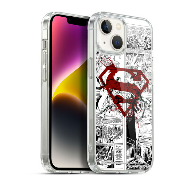 Superman DC Comics Comicbook Art Red Logo Splatter Soft Gel Case for Apple iPhone 14