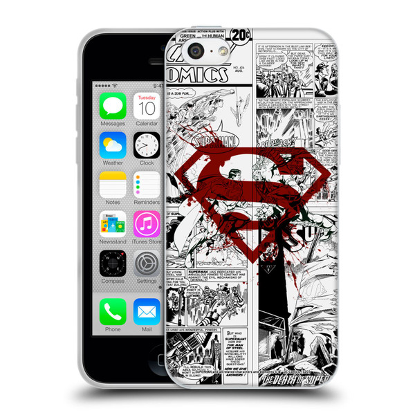 Superman DC Comics Comicbook Art Red Logo Splatter Soft Gel Case for Apple iPhone 5c