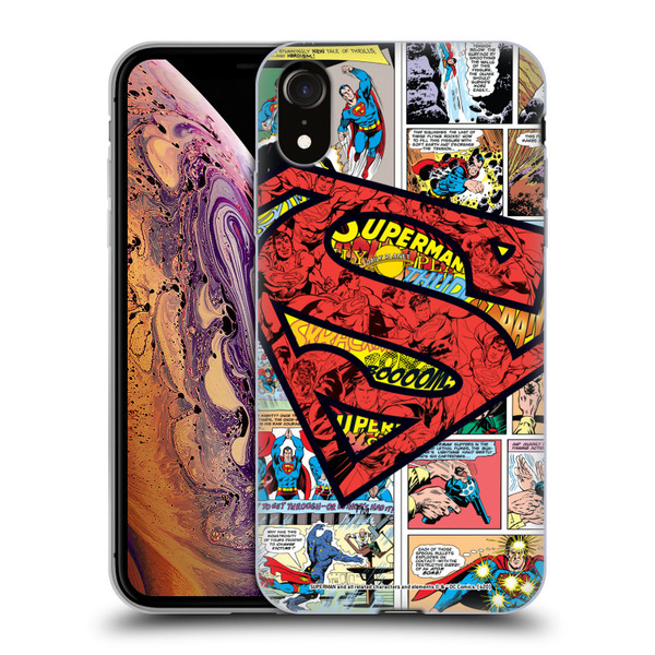 Superman DC Comics Comicbook Art Oversized Logo Soft Gel Case for Apple iPhone XR