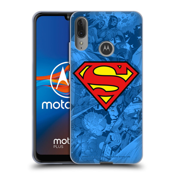 Superman DC Comics Comicbook Art Collage Soft Gel Case for Motorola Moto E6 Plus