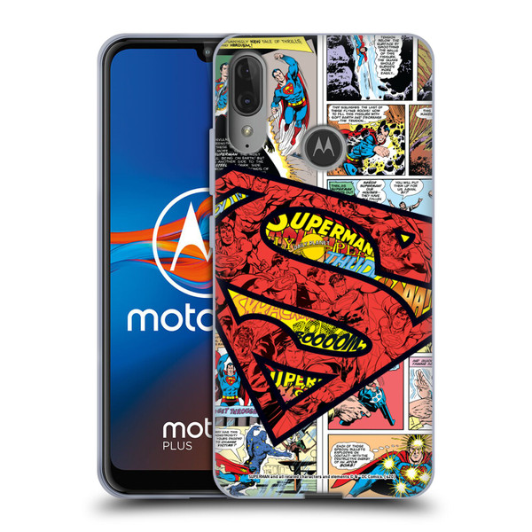 Superman DC Comics Comicbook Art Oversized Logo Soft Gel Case for Motorola Moto E6 Plus