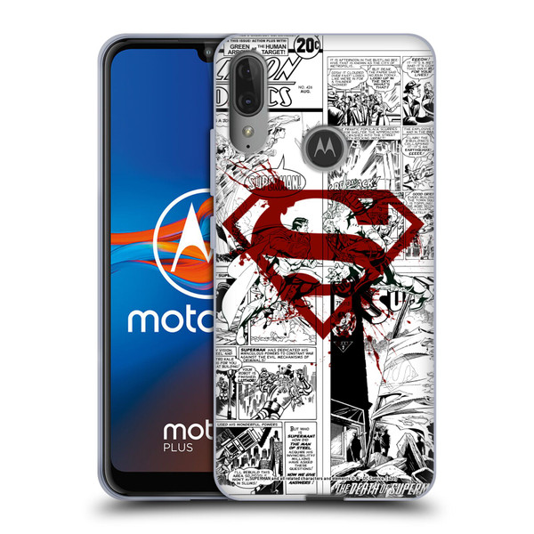 Superman DC Comics Comicbook Art Red Logo Splatter Soft Gel Case for Motorola Moto E6 Plus