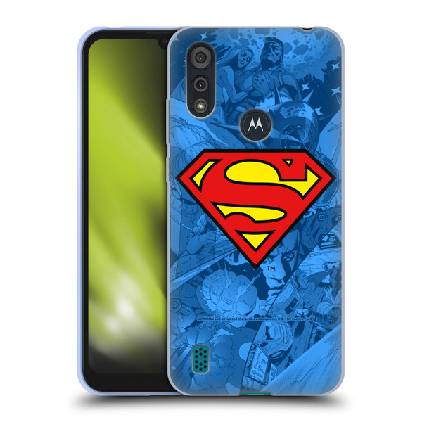 Superman DC Comics Comicbook Art Collage Soft Gel Case for Motorola Moto E6s (2020)