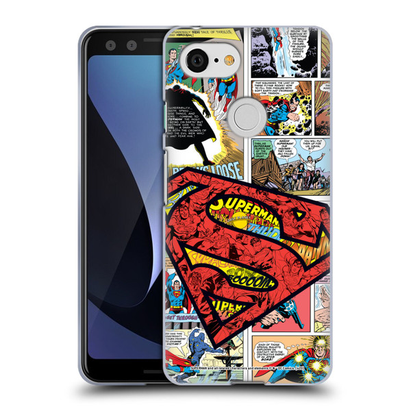 Superman DC Comics Comicbook Art Oversized Logo Soft Gel Case for Google Pixel 3