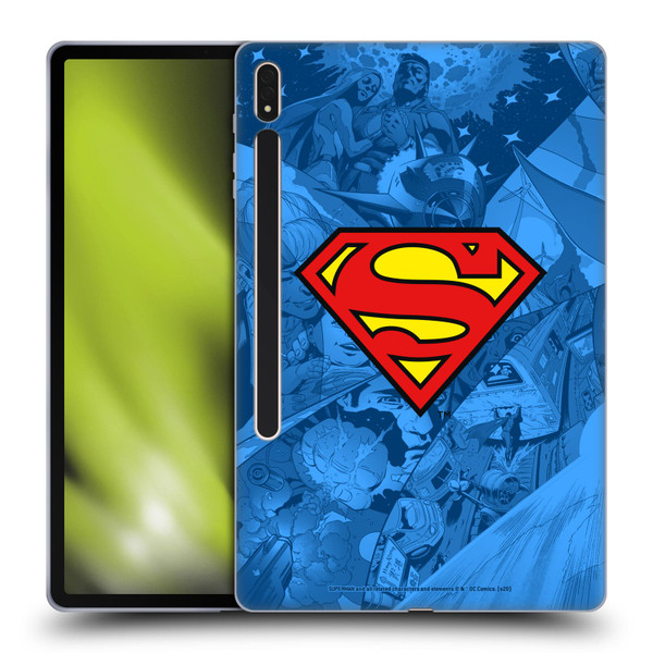 Superman DC Comics Comicbook Art Collage Soft Gel Case for Samsung Galaxy Tab S8 Plus