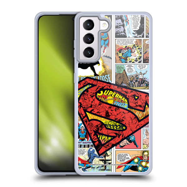 Superman DC Comics Comicbook Art Oversized Logo Soft Gel Case for Samsung Galaxy S21+ 5G & MagSafe