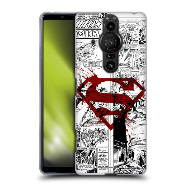 Superman DC Comics Comicbook Art Red Logo Splatter Soft Gel Case for Sony Xperia Pro-I