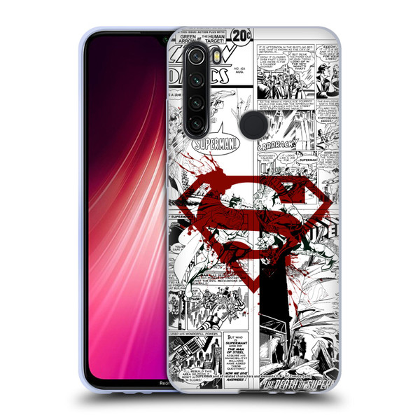 Superman DC Comics Comicbook Art Red Logo Splatter Soft Gel Case for Xiaomi Redmi Note 8T