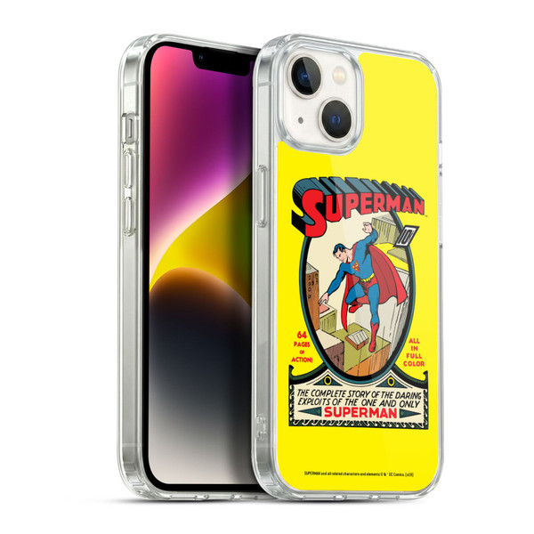 Superman DC Comics Famous Comic Book Covers Number 1 Soft Gel Case for Apple iPhone 14 Plus & MagSafe