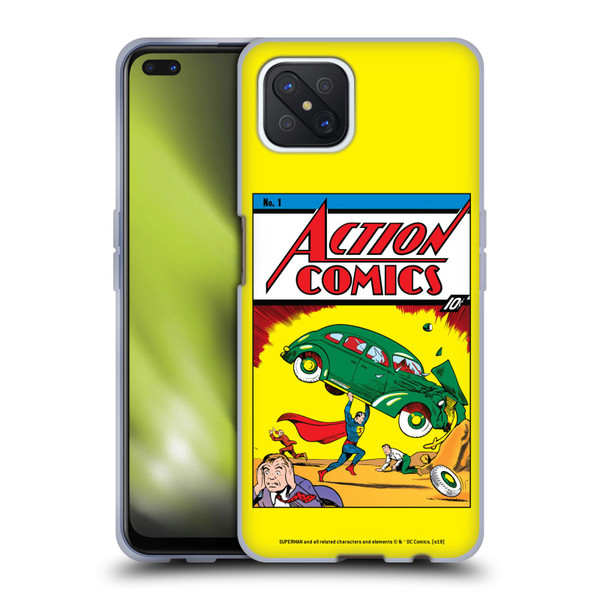 Superman DC Comics Famous Comic Book Covers Action Comics 1 Soft Gel Case for OPPO Reno4 Z 5G