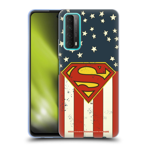Superman DC Comics Logos U.S. Flag Soft Gel Case for Huawei P Smart (2021)