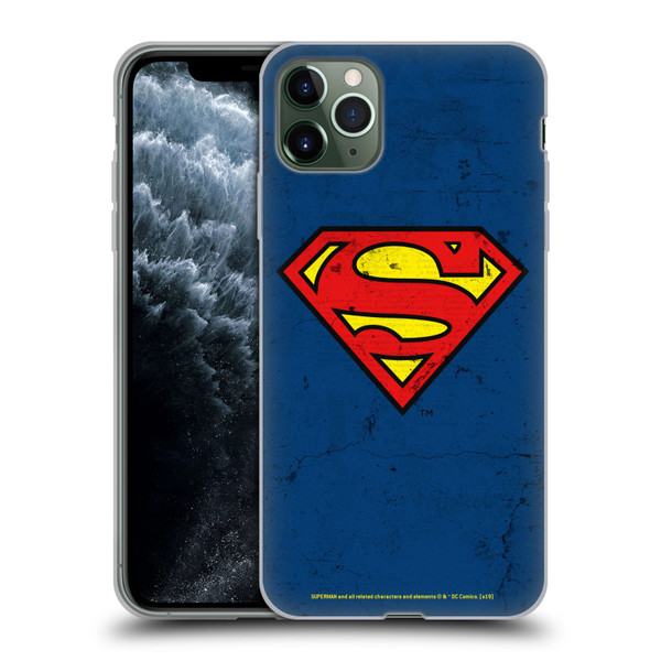 Superman DC Comics Logos Distressed Look Soft Gel Case for Apple iPhone 11 Pro Max
