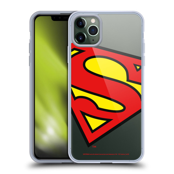 Superman DC Comics Logos Oversized Soft Gel Case for Apple iPhone 11 Pro Max & MagSafe