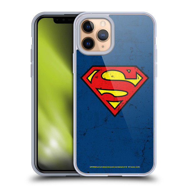 Superman DC Comics Logos Distressed Look Soft Gel Case for Apple iPhone 11 Pro & MagSafe