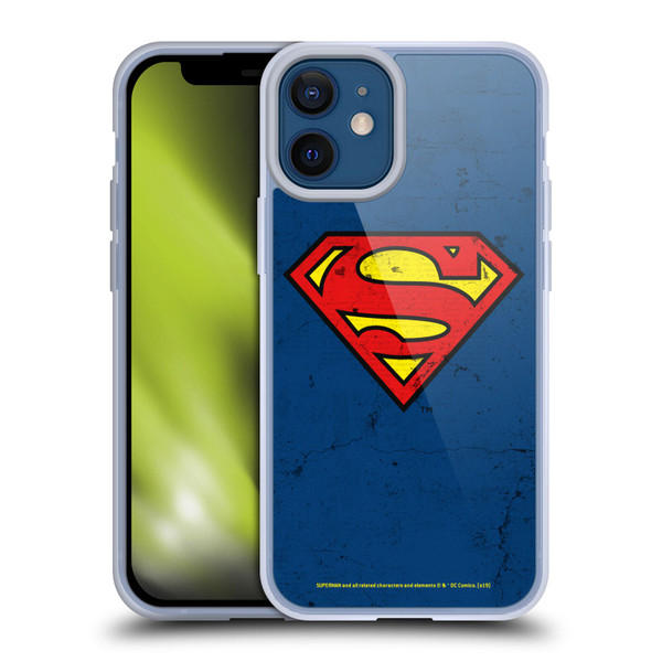 Superman DC Comics Logos Distressed Look Soft Gel Case for Apple iPhone 12 Mini & MagSafe