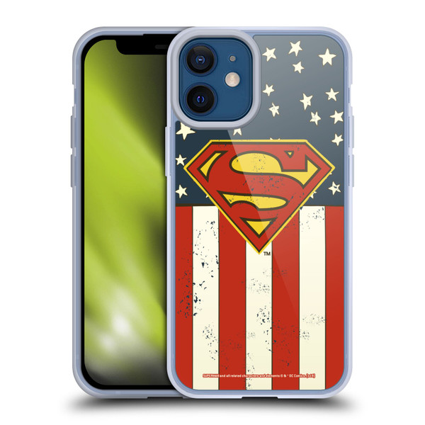 Superman DC Comics Logos U.S. Flag Soft Gel Case for Apple iPhone 12 Mini
