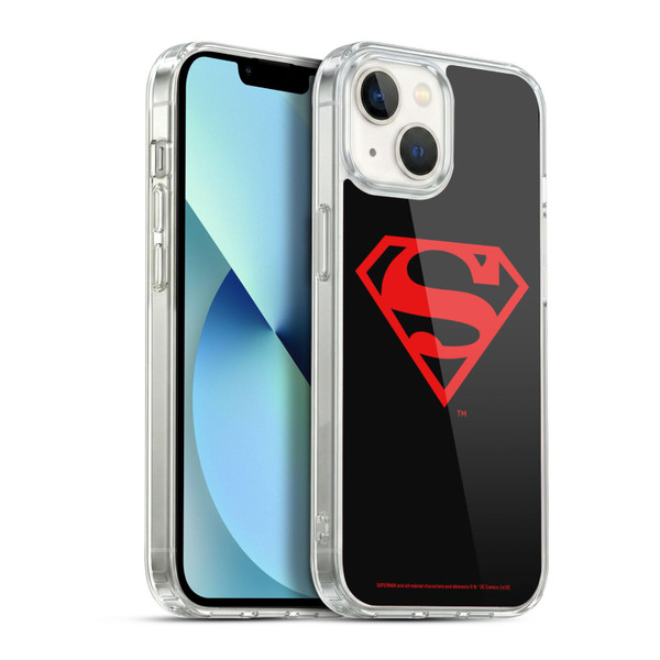 Superman DC Comics Logos Black And Red Soft Gel Case for Apple iPhone 13