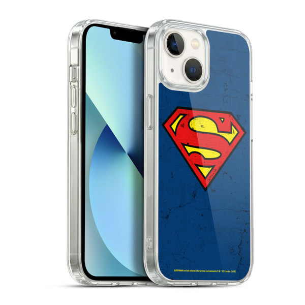 Superman DC Comics Logos Distressed Look Soft Gel Case for Apple iPhone 13