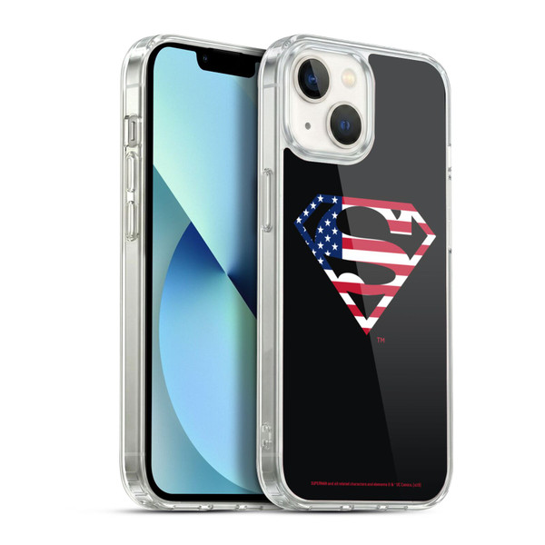 Superman DC Comics Logos U.S. Flag 2 Soft Gel Case for Apple iPhone 13