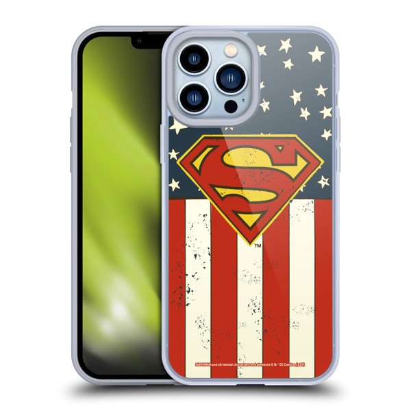 Superman DC Comics Logos U.S. Flag Soft Gel Case for Apple iPhone 13 Pro Max & MagSafe