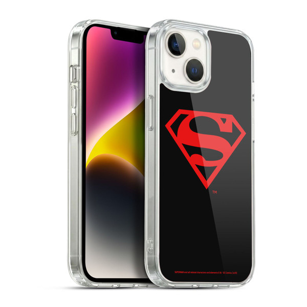 Superman DC Comics Logos Black And Red Soft Gel Case for Apple iPhone 14