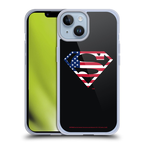 Superman DC Comics Logos U.S. Flag 2 Soft Gel Case for Apple iPhone 14 & MagSafe
