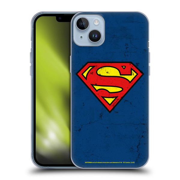 Superman DC Comics Logos Distressed Look Soft Gel Case for Apple iPhone 14 Plus