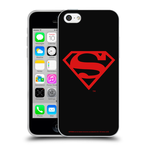 Superman DC Comics Logos Black And Red Soft Gel Case for Apple iPhone 5c