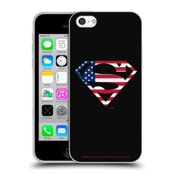 Superman DC Comics Logos U.S. Flag 2 Soft Gel Case for Apple iPhone 5c