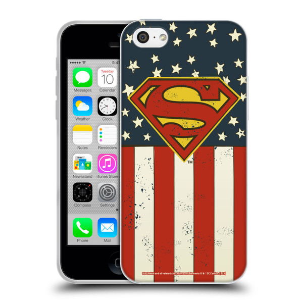 Superman DC Comics Logos U.S. Flag Soft Gel Case for Apple iPhone 5c