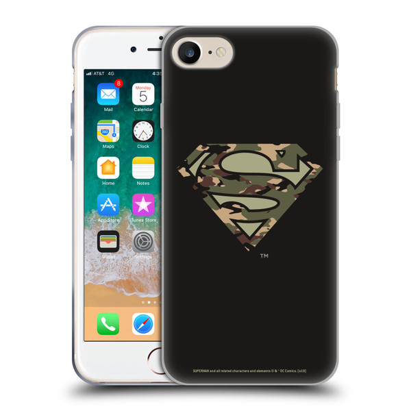 Superman DC Comics Logos Camouflage Soft Gel Case for Apple iPhone 7 / 8 / SE 2020 & 2022 & MagSafe