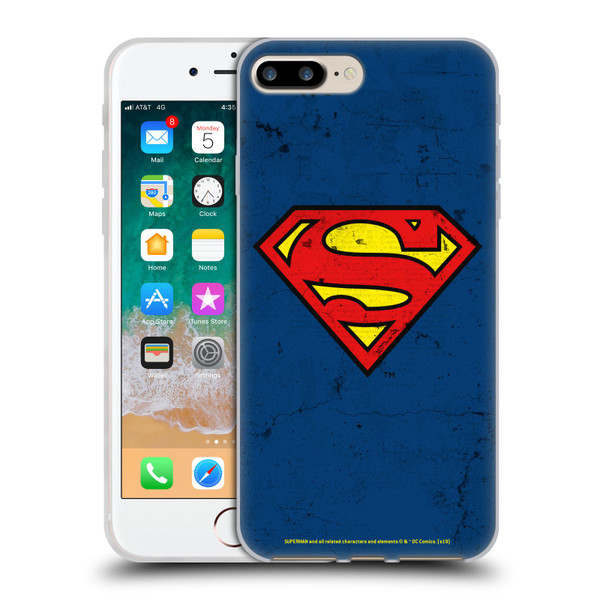 Superman DC Comics Logos Distressed Look Soft Gel Case for Apple iPhone 7 Plus / iPhone 8 Plus & MagSafe