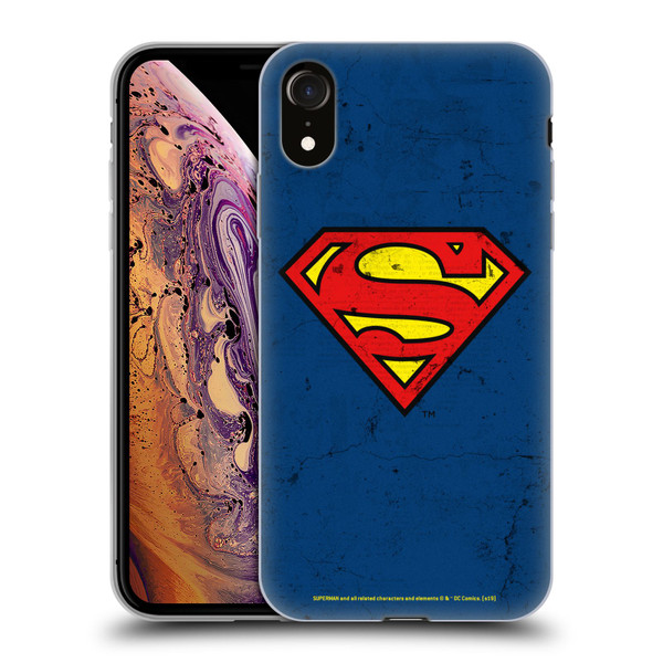 Superman DC Comics Logos Distressed Look Soft Gel Case for Apple iPhone XR