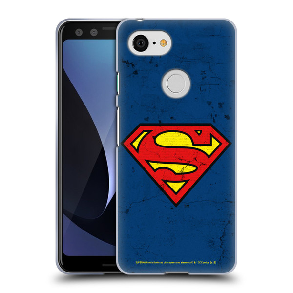 Superman DC Comics Logos Distressed Look Soft Gel Case for Google Pixel 3