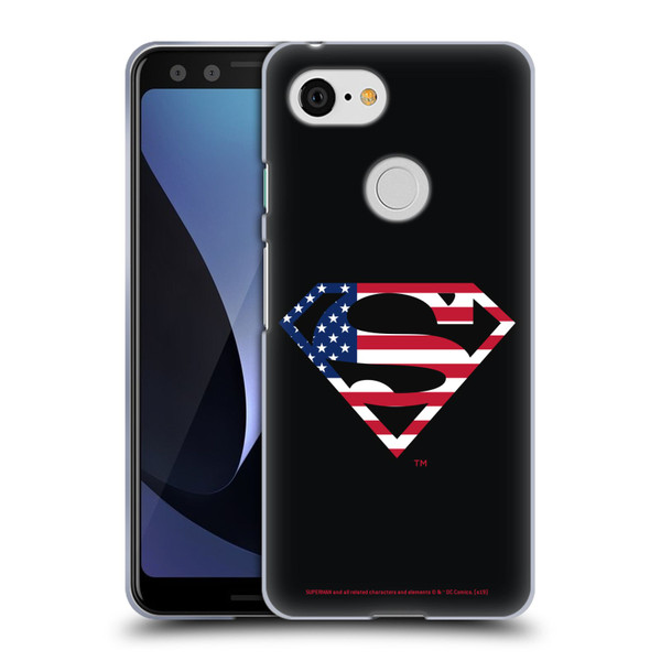 Superman DC Comics Logos U.S. Flag 2 Soft Gel Case for Google Pixel 3