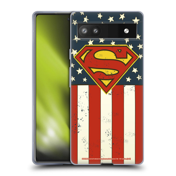 Superman DC Comics Logos U.S. Flag Soft Gel Case for Google Pixel 6a