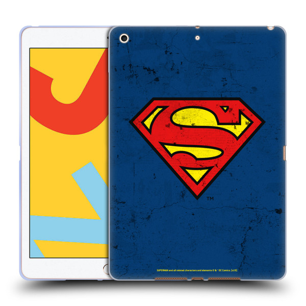 Superman DC Comics Logos Distressed Look Soft Gel Case for Apple iPad 10.2 2019/2020/2021