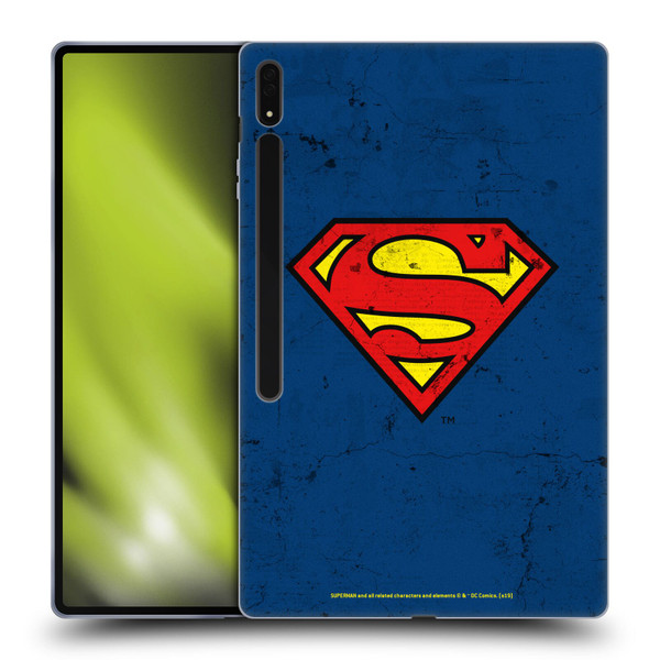 Superman DC Comics Logos Distressed Look Soft Gel Case for Samsung Galaxy Tab S8 Ultra