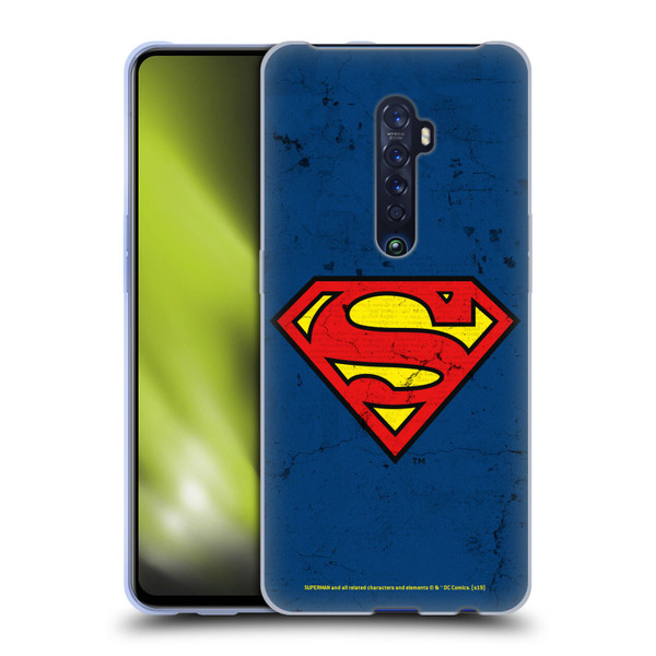 Superman DC Comics Logos Distressed Look Soft Gel Case for OPPO Reno 2