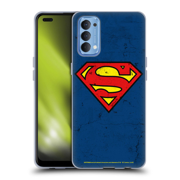 Superman DC Comics Logos Distressed Look Soft Gel Case for OPPO Reno 4 5G