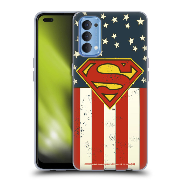 Superman DC Comics Logos U.S. Flag Soft Gel Case for OPPO Reno 4 5G