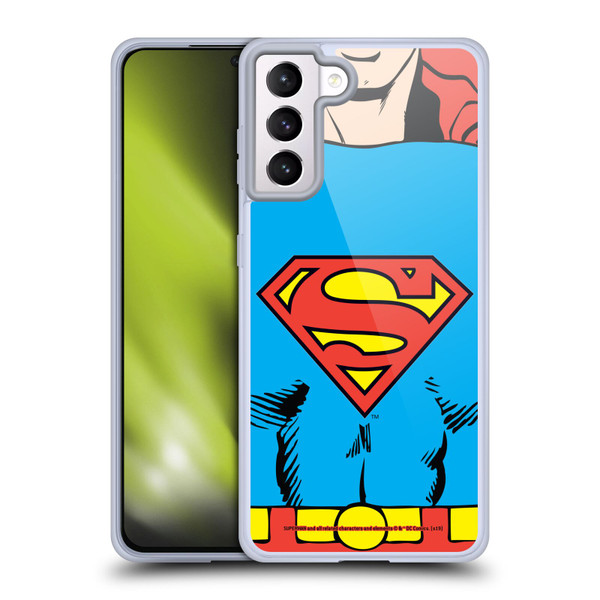 Superman DC Comics Logos Classic Costume Soft Gel Case for Samsung Galaxy S21+ 5G & MagSafe