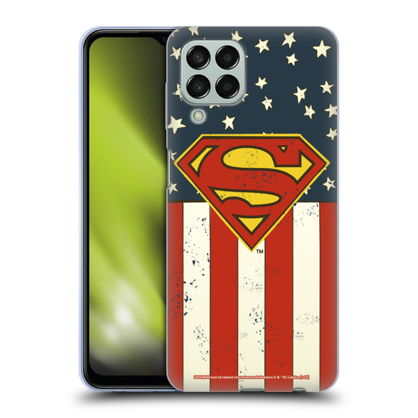 Superman DC Comics Logos U.S. Flag Soft Gel Case for Samsung Galaxy M33 (2022)