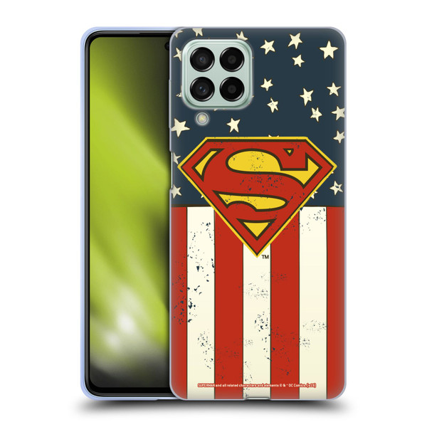 Superman DC Comics Logos U.S. Flag Soft Gel Case for Samsung Galaxy M53 (2022)