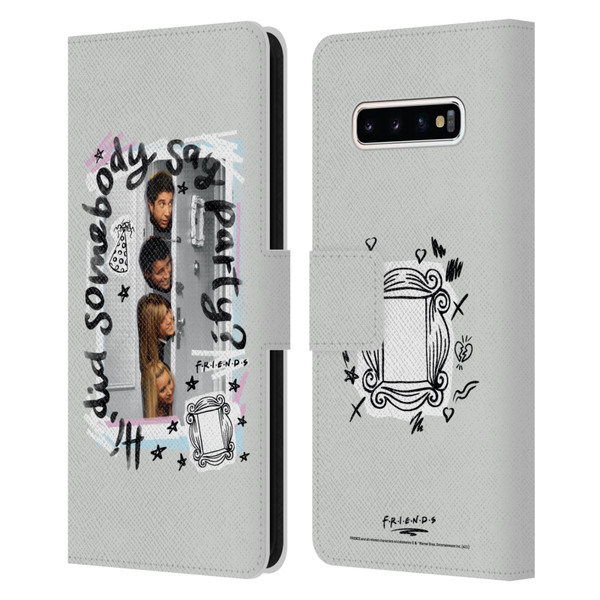 Friends TV Show Doodle Art Somebody Say Party Leather Book Wallet Case Cover For Samsung Galaxy S10+ / S10 Plus