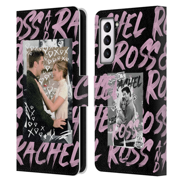 Friends TV Show Doodle Art Ross And Rachel Leather Book Wallet Case Cover For Samsung Galaxy S21 5G
