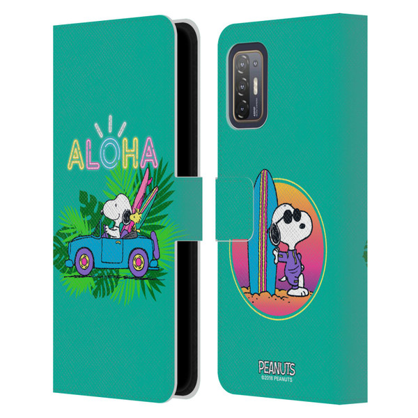 Peanuts Snoopy Aloha Disco Tropical Surf Leather Book Wallet Case Cover For HTC Desire 21 Pro 5G
